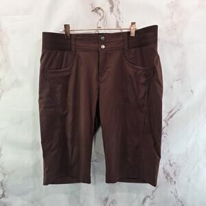 Title Nine Shorts Womens 14 Brown Recycled Clamber 10 Inch Bermuda Elastic
